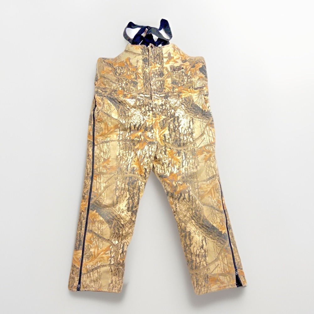 Commander Hunting Bibs Mens 2XL Brown Camo Insulated Overalls Full Zip‎ Leg